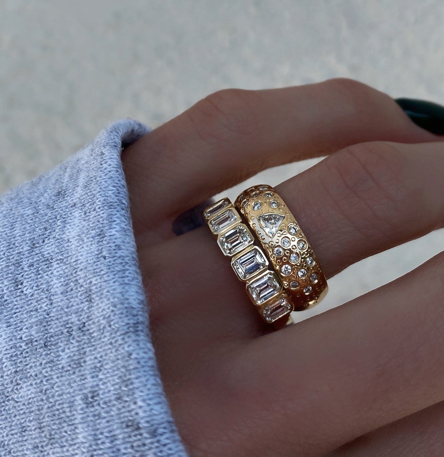 14kt gold and diamond Queen of Cosmos Constellation band