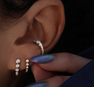 14kt gold graduated diamond bezel hoop - Luna Skye