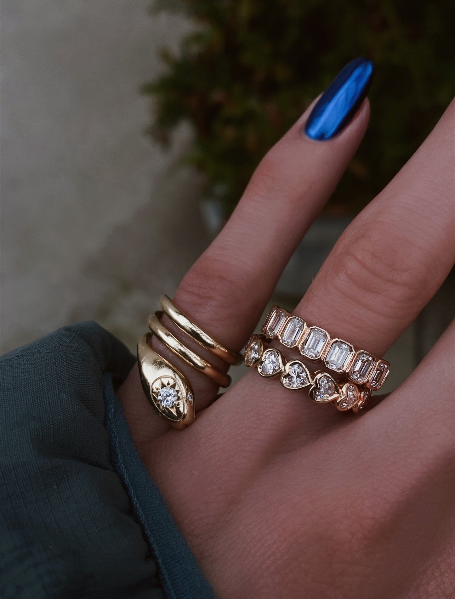 14kt gold and diamond coiled starburst snake ring
