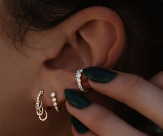 14kt gold graduated diamond bezel hoop - Luna Skye