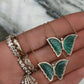 14kt yellow gold and diamond emerald baby butterfly necklace