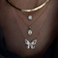 14kt gold and scattered diamond butterfly necklace