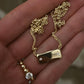 14kt gold two diamond name plate necklace