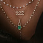 14kt gold and diamond emerald love lock necklace