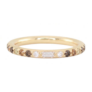 14kt gold baguette and brown diamond band