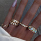 14kt gold scattered diamond teardrop opal ring