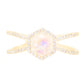 14kt gold and diamond Double Band Moonstone Hex ring