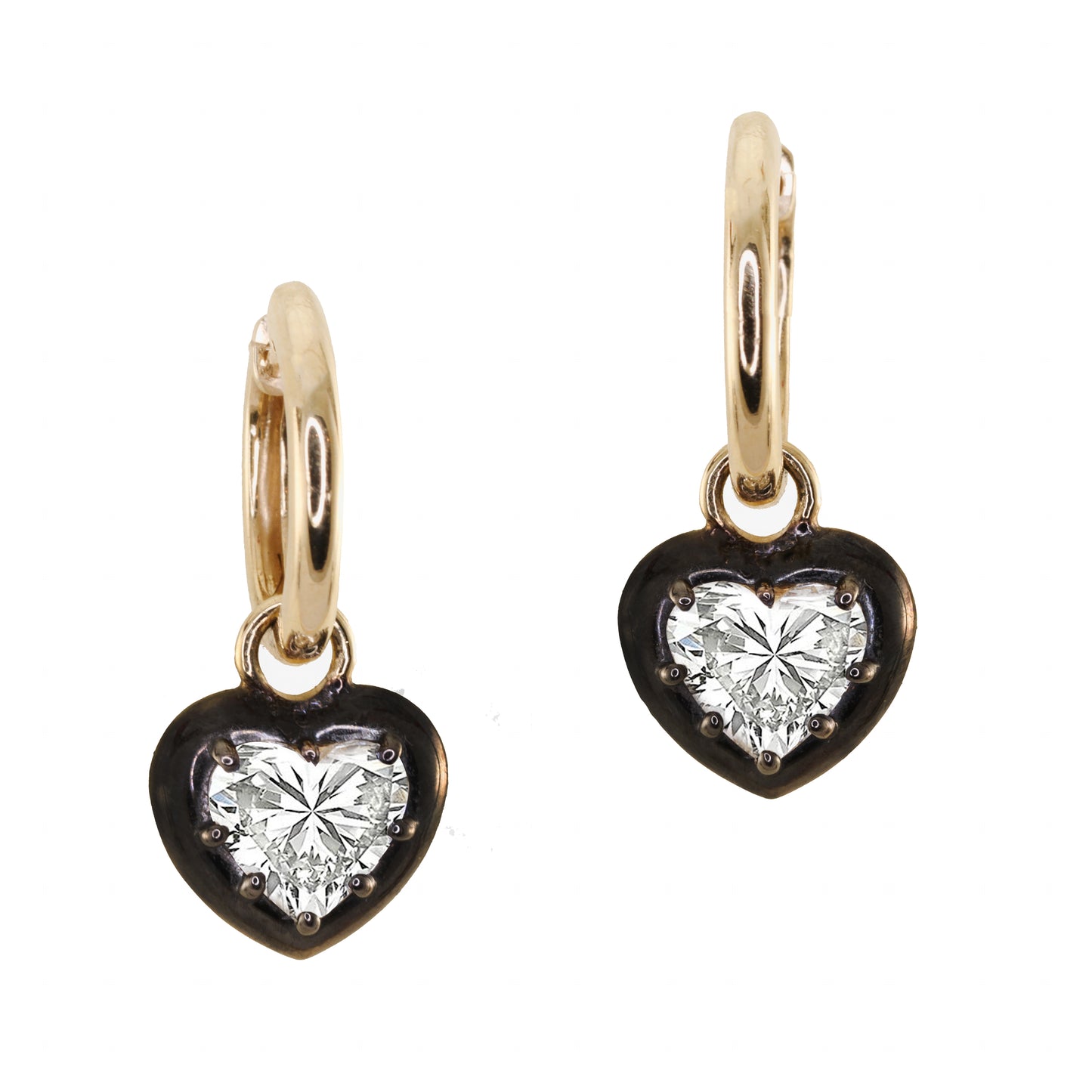 14kt gold heart diamond black orbit hoop