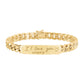 14kt gold hand engraved cuban chain love note bracelet