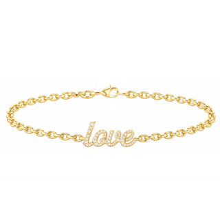 14kt gold diamond LOVE note bracelet