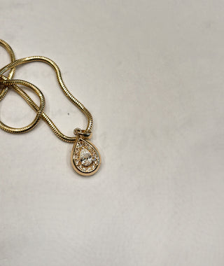 14kt gold diamond water drop necklace