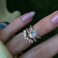 14kt gold and diamond Double Band Teardrop Moonstone ring
