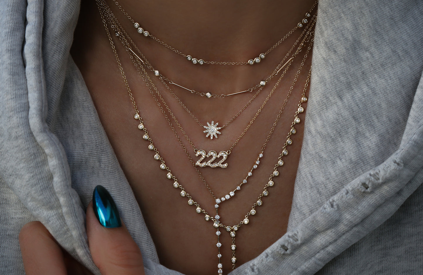 14kt gold bar and diamond bezel choker necklace