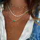14kt gold and diamond emerald bezel necklace