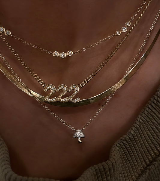 14kt gold and diamond mini baby mushroom necklace