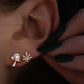 14kt gold diamond sweet leaf studs