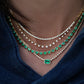 14kt gold and diamond emerald bezel necklace
