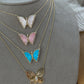 14kt gold and diamond pink opal baby butterfly necklace