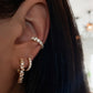 14kt gold floating mixed diamond cut hoop