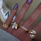 14kt gold diamond ribbed pinky ring