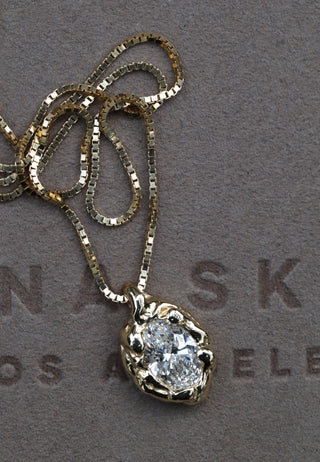 14kt gold molten diamond bezel necklace