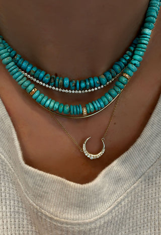 14kt gold and diamond starlit crescent moon necklace