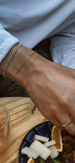 14kt gold baby paperclip chain bracelet