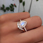 14kt gold and diamond large single band teardrop moonstone ring - Luna Skye