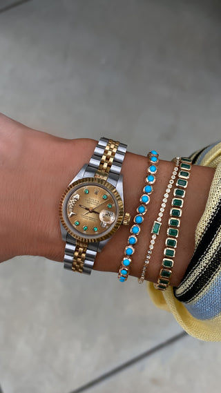 14kt gold turquoise bezel bracelet