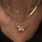 14kt gold and diamond baby butterfly burst necklace