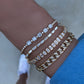 14kt gold emerald cut diamond bezel tennis bracelet