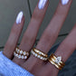 14kt gold three row teardrop diamond ring