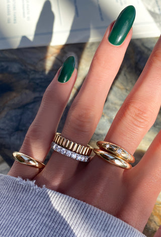 14kt gold and diamond 3.5mm thick eternity band