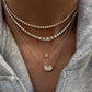 14kt gold baby scalloped diamond tennis necklace