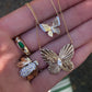 14kt gold and diamond butterfly burst love necklace