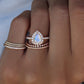 14kt gold and diamond large single band teardrop moonstone ring - Luna Skye
