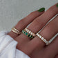 14kt gold emerald cut emerald bezel band