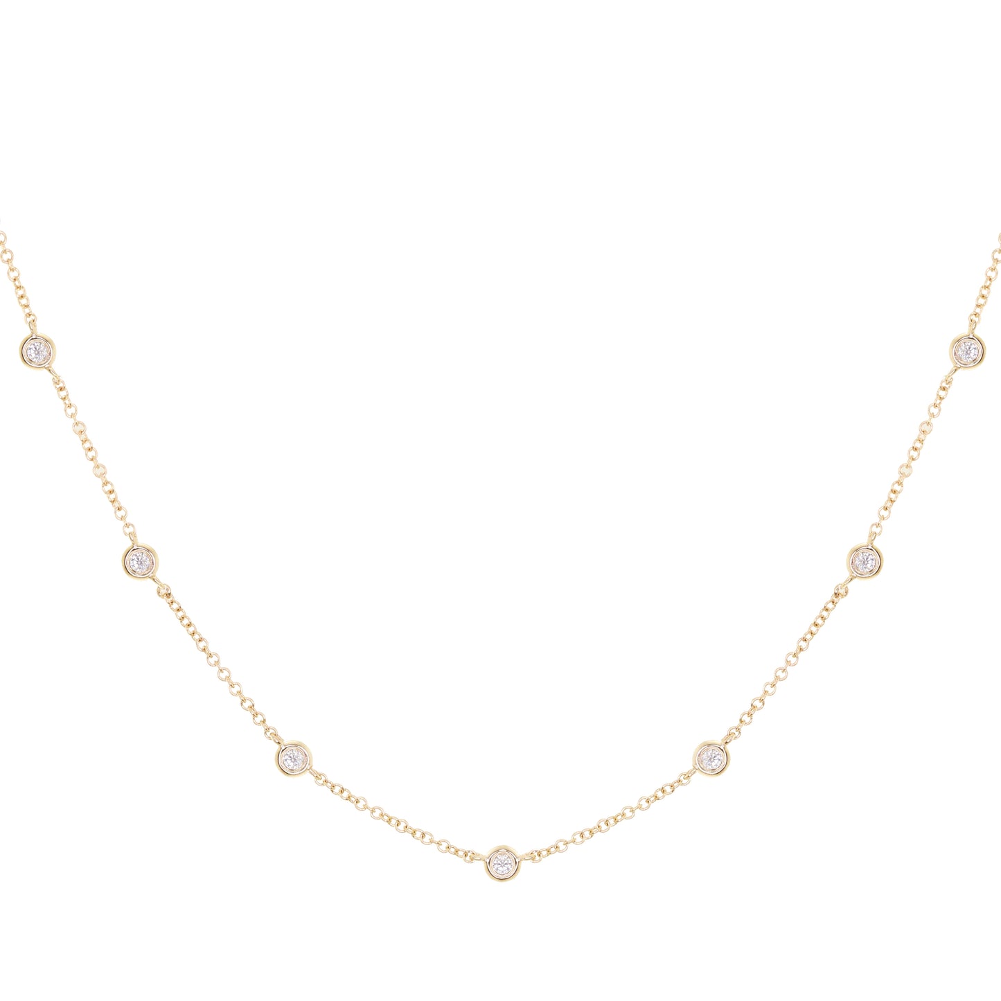 14kt gold diamond bezel choker necklace