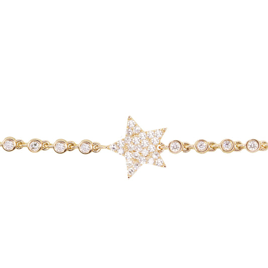14kt gold and diamond star bezel bracelet