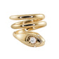 14kt gold and diamond coiled starburst snake ring