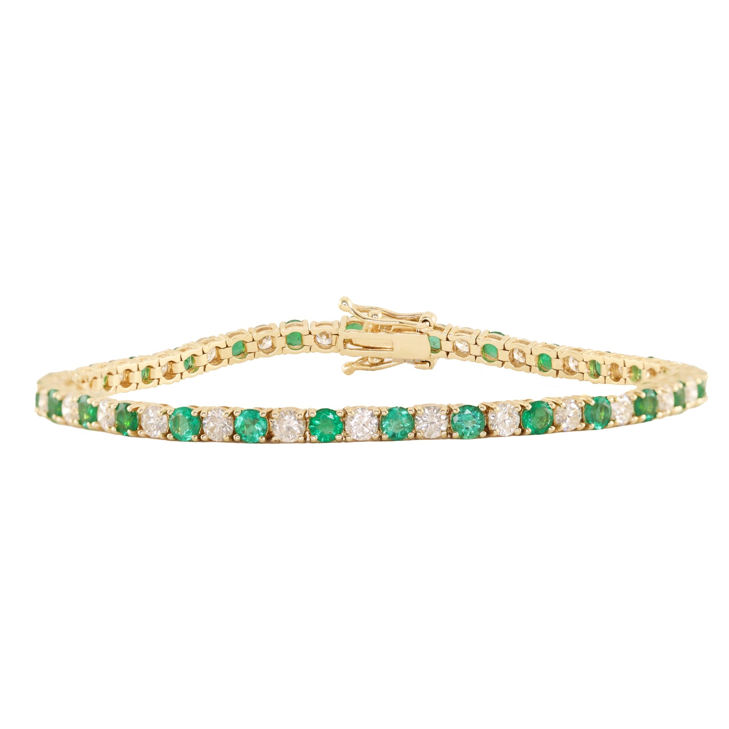 14kt gold grande alternating diamond emerald tennis bracelet