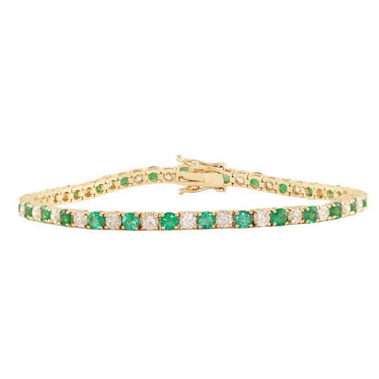 14kt gold grande alternating diamond emerald tennis bracelet