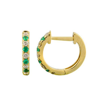 14kt gold alternating emerald diamond hoop