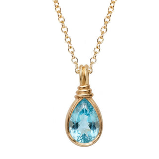 14kt gold aquamarine teardrop Marea necklace