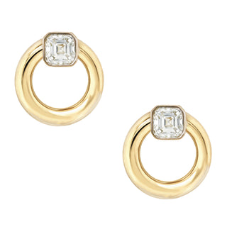 14kt gold asscher diamond knocker studs