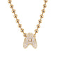 14kt gold baby diamond bubble initial necklace on ball chain