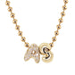 14kt gold baby diamond bubble initial necklace on ball chain