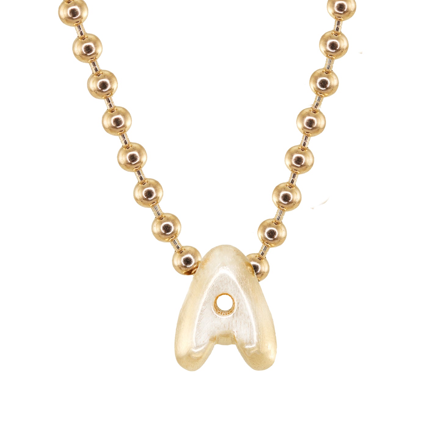 14kt gold baby bubble initial necklace on ball chain