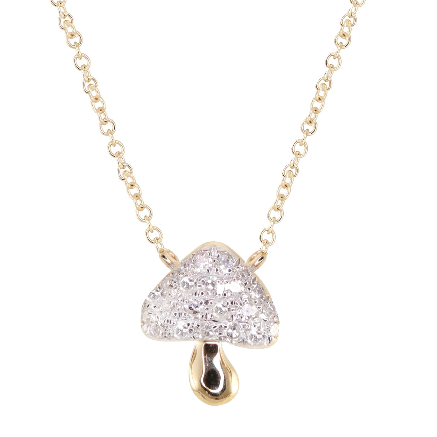 14kt gold and diamond mini baby mushroom necklace