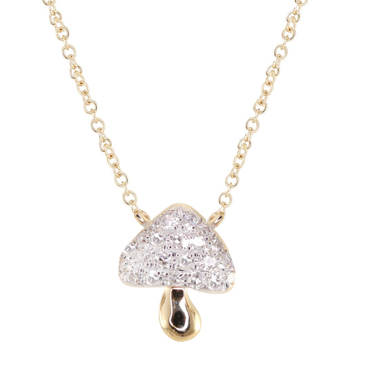 14kt gold and diamond mini baby mushroom necklace